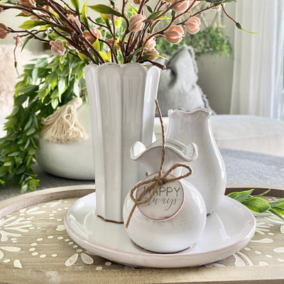 Happy Always Vase Plate Set