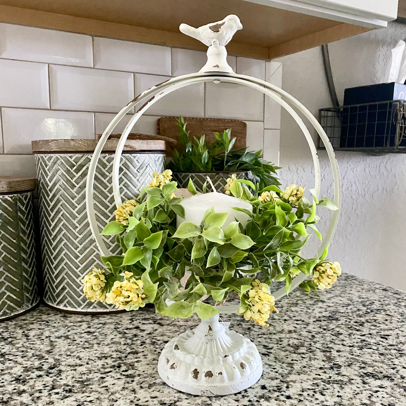 White Bird Finial Candle Holders