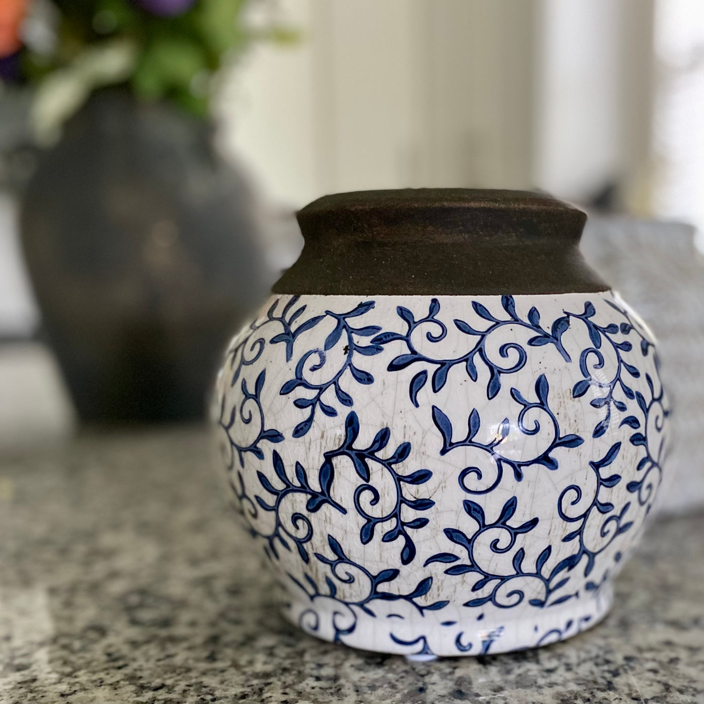 Blue Floral Ceramic Vase