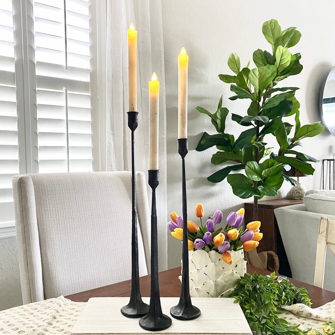 Moving Flame Taper Candle Set