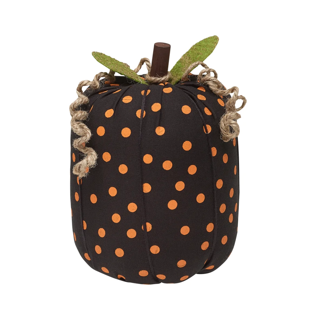 Orange Polka Dot Patterned Fabric Pumpkin