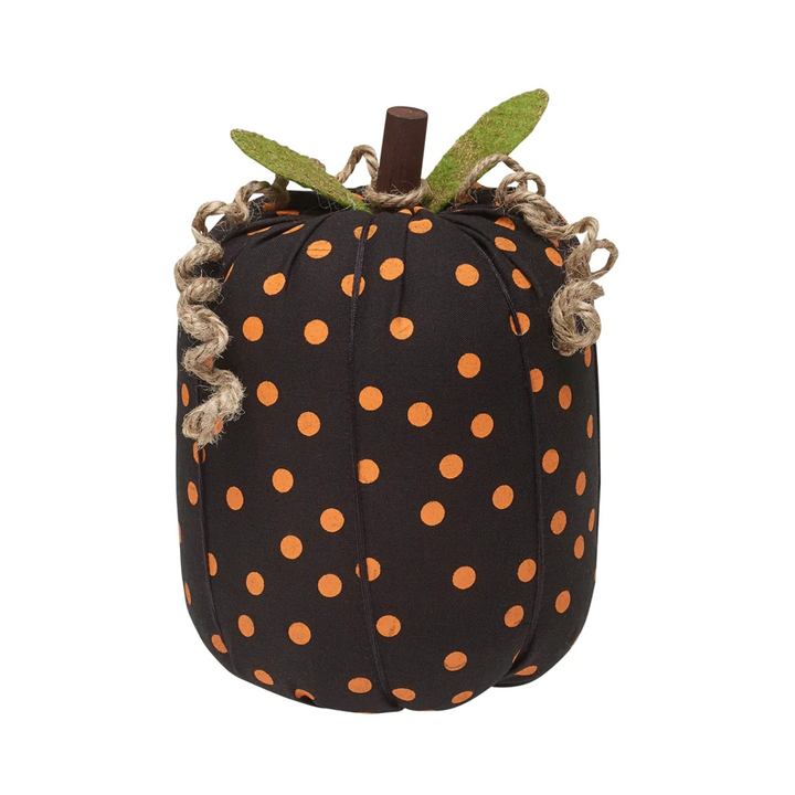 Orange Polka Dot Patterned Fabric Pumpkin
