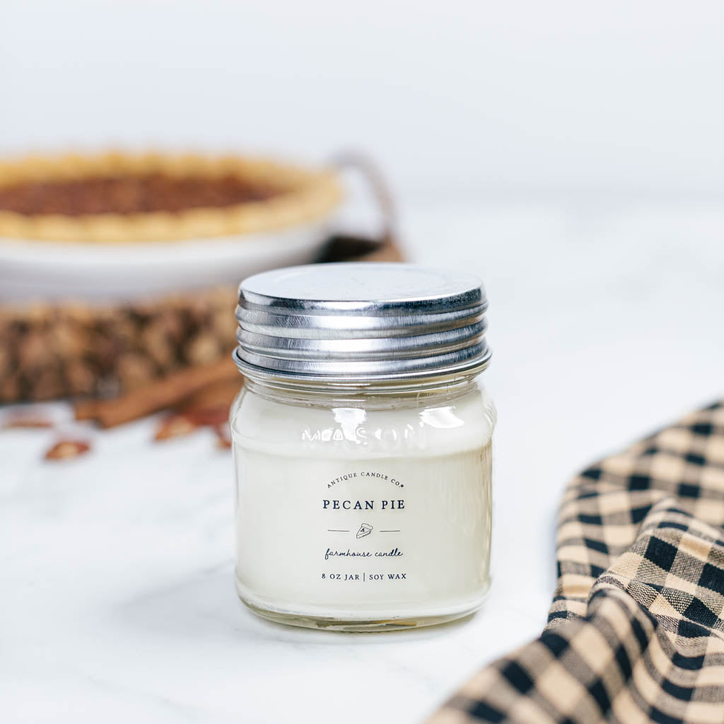 Farmhouse Mason Jar Candle – Pecan Pie