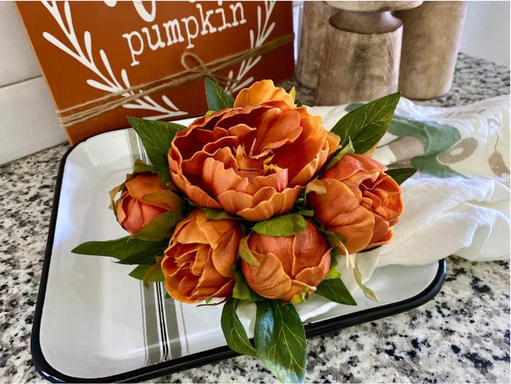 Real Touch Persimmon Peony Blooms