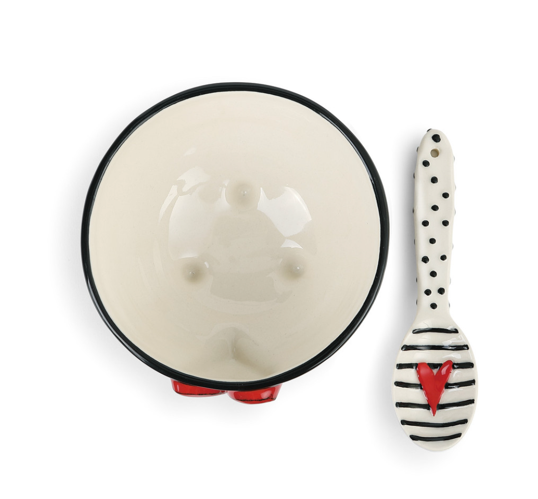 Red Heart Candy Bowl & Spoon Set