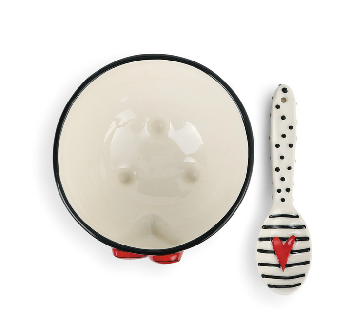 Red Heart Candy Bowl & Spoon Set