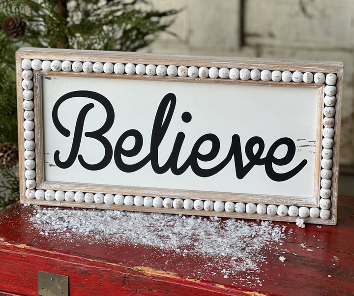 Wooden Beaded Christmas Signs