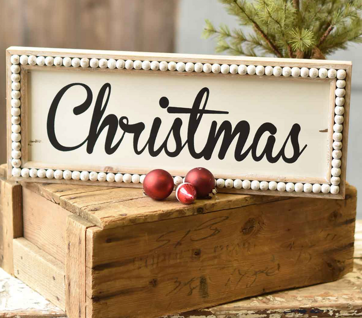 Wooden Beaded Christmas Signs