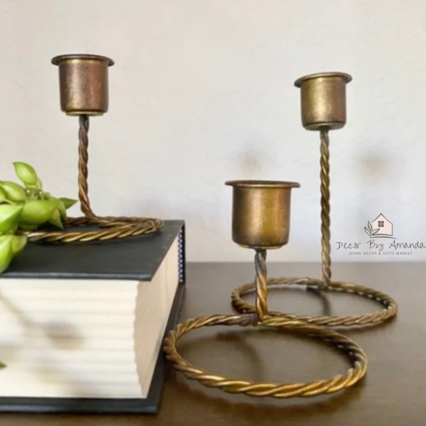 Set/3 Twisted Rope Candle Holders