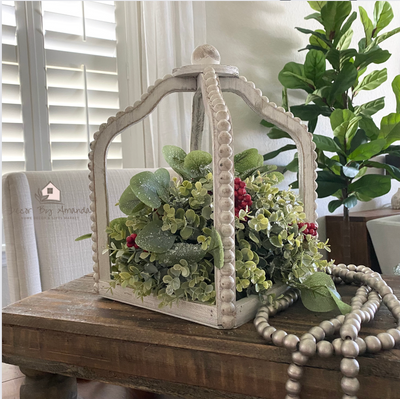 S/2 Shabby Chic Beaded Lanterns
