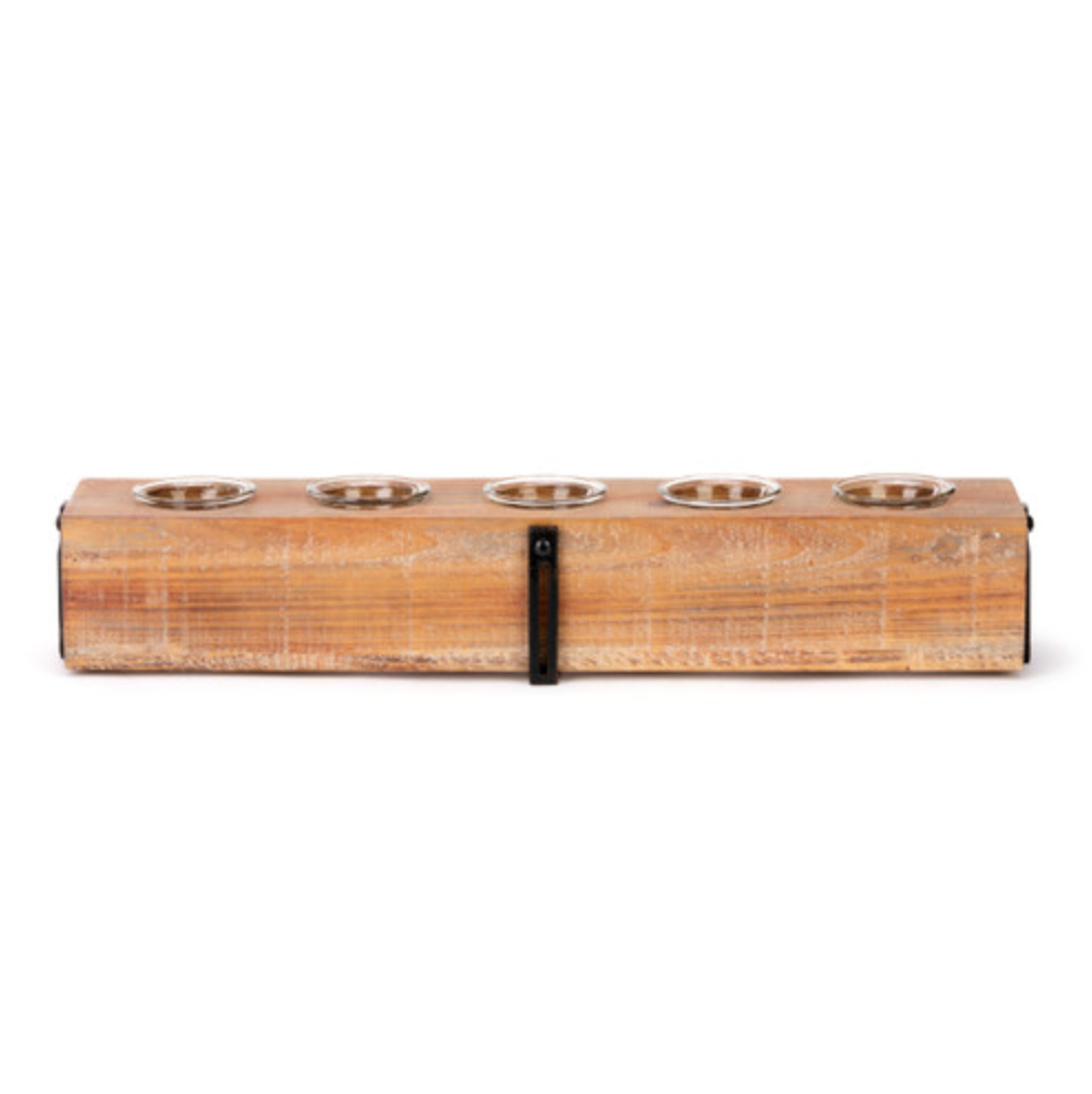 Wood Block 5 Votive Candle Holder