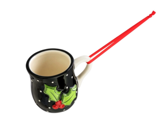 Set/4 Christmas Patterned Coffee Mug Ornaments