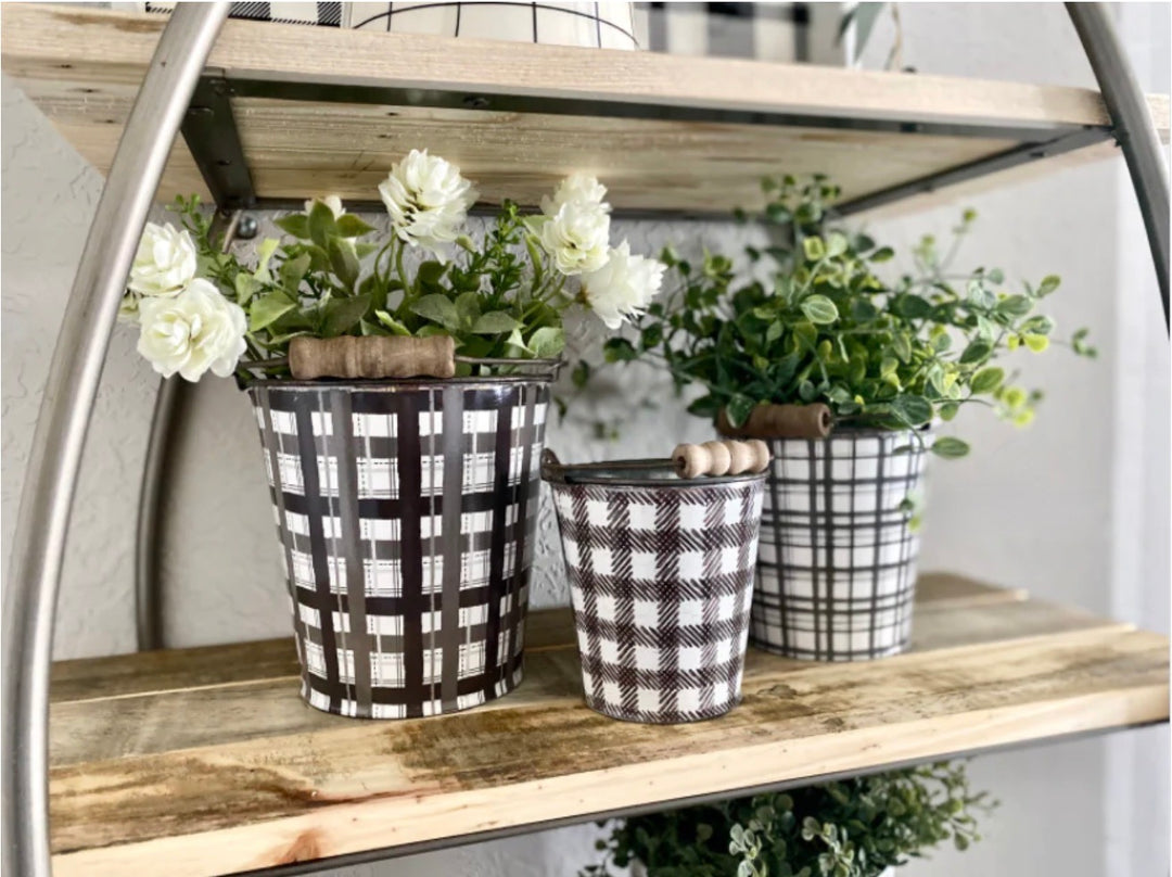 Set/3 Plaid Pattern Buckets