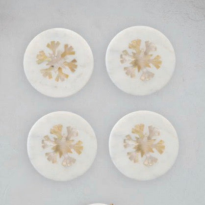 Marble Snowflake Coaster Set