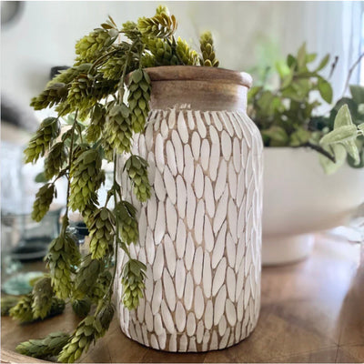 Hand-Carved Wood Vase