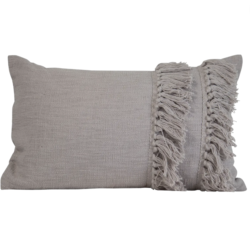 Set/2 Gray Tasseled Pillows